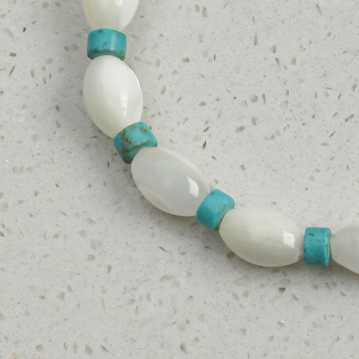 White Trochus Shell and Turquoise Bracelet | Calm, Protection, and Ocean Grace