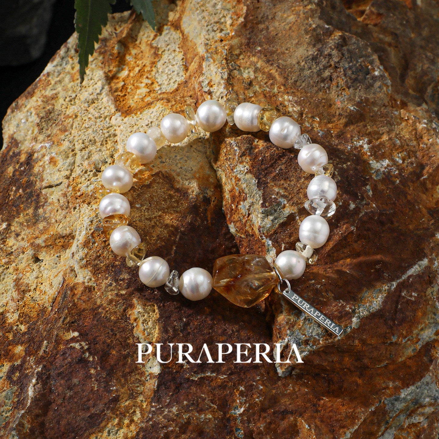 White Pearl & Citrine Freeform Bracelet