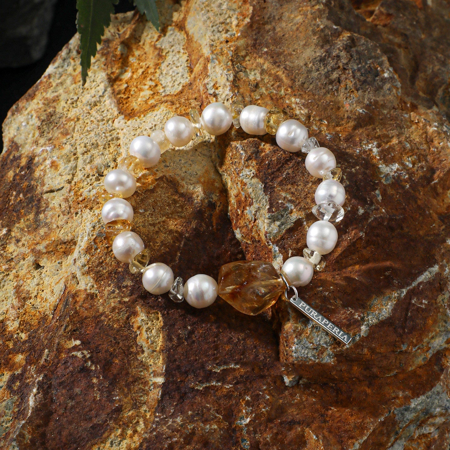 White Pearl  Citrine Freeform Bracelet