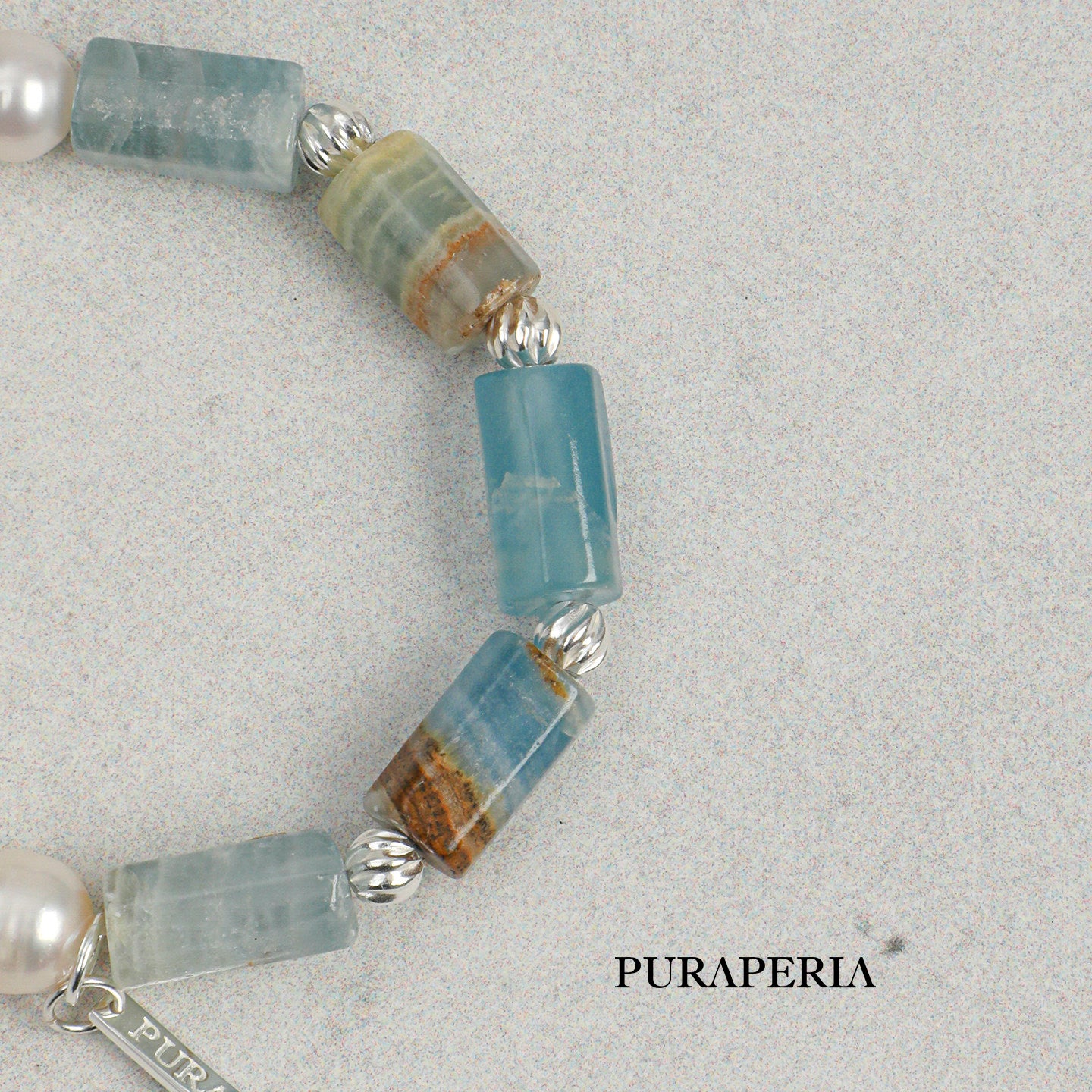 Minimalist Round Pearl & Blue Lace Agate Bracelet