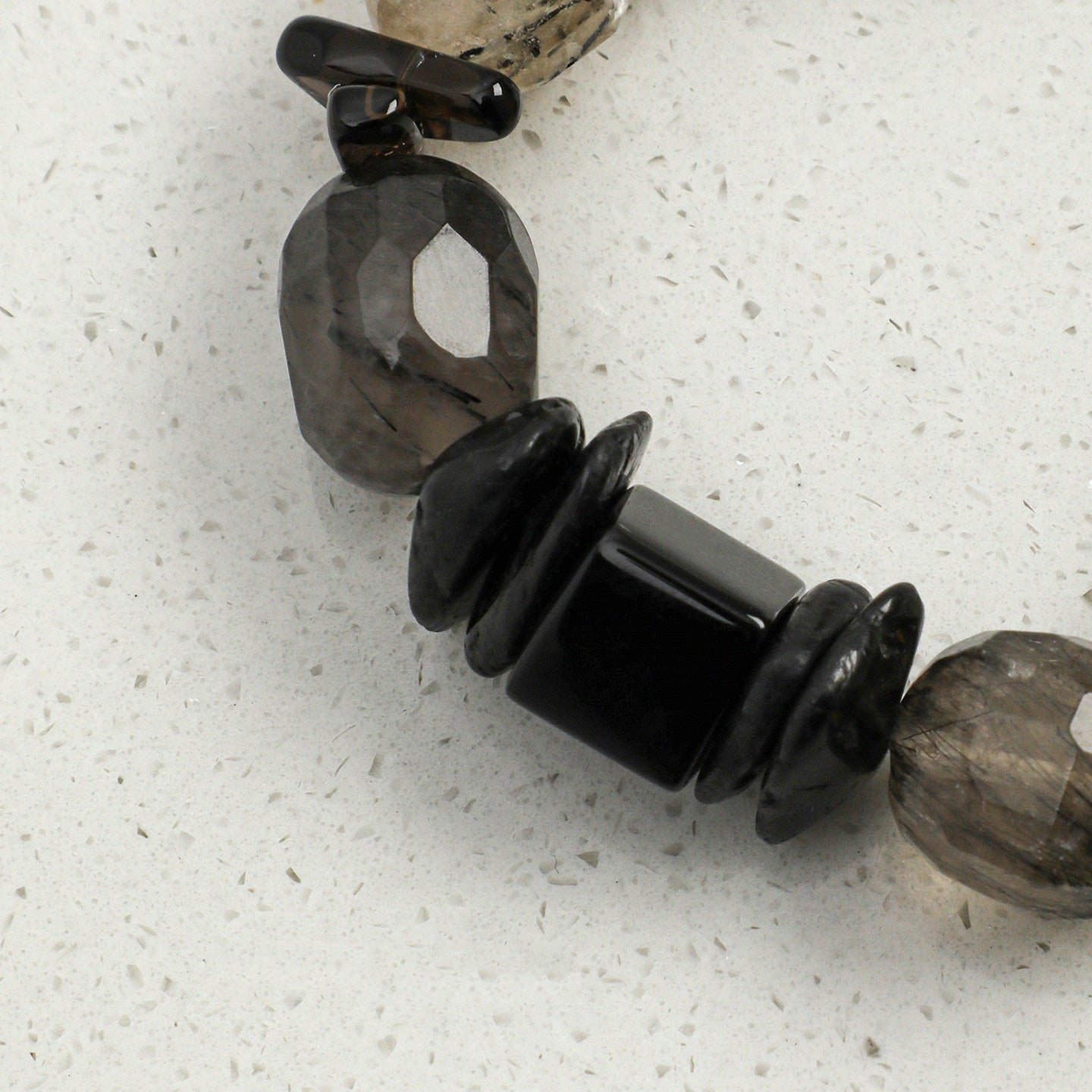 Freeform Tiger's Eye, Clear Quartz and Black Rutilated Quartz Bracelet | Courage, Clarity and Protection