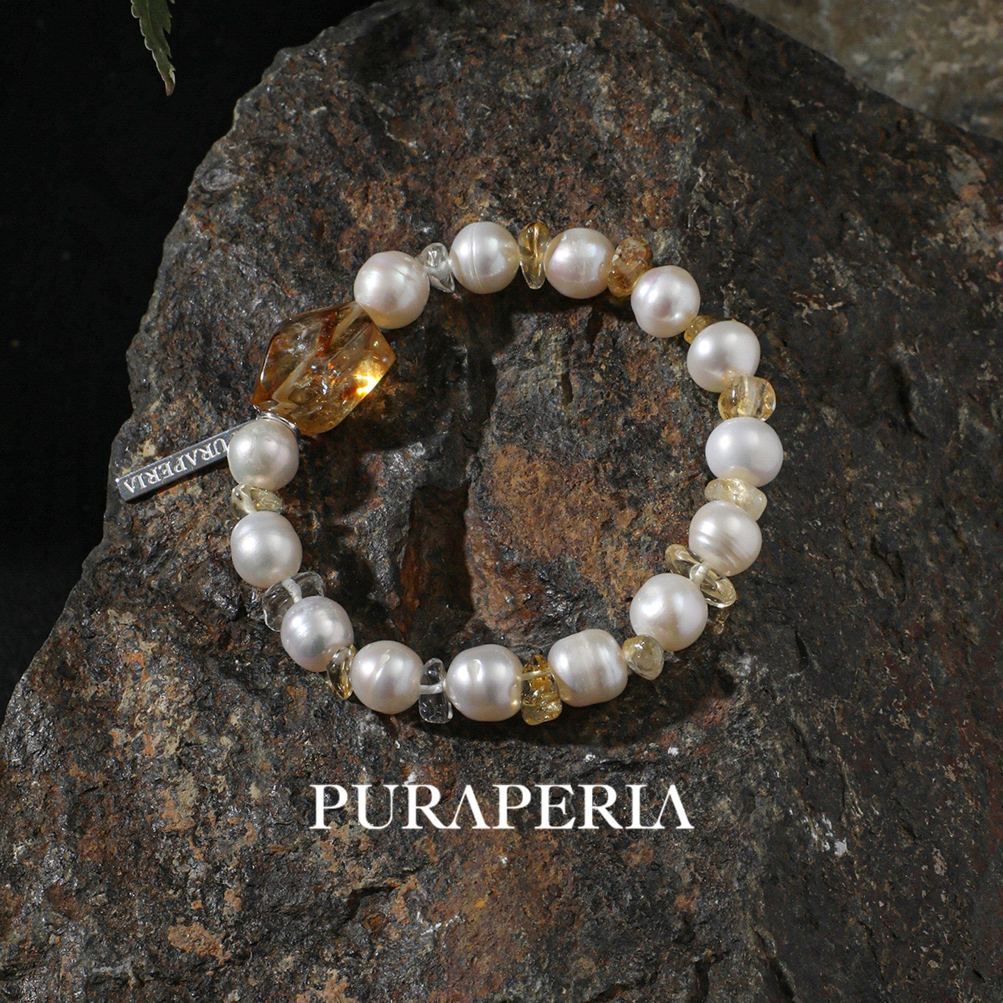 White Pearl & Citrine Freeform Bracelet
