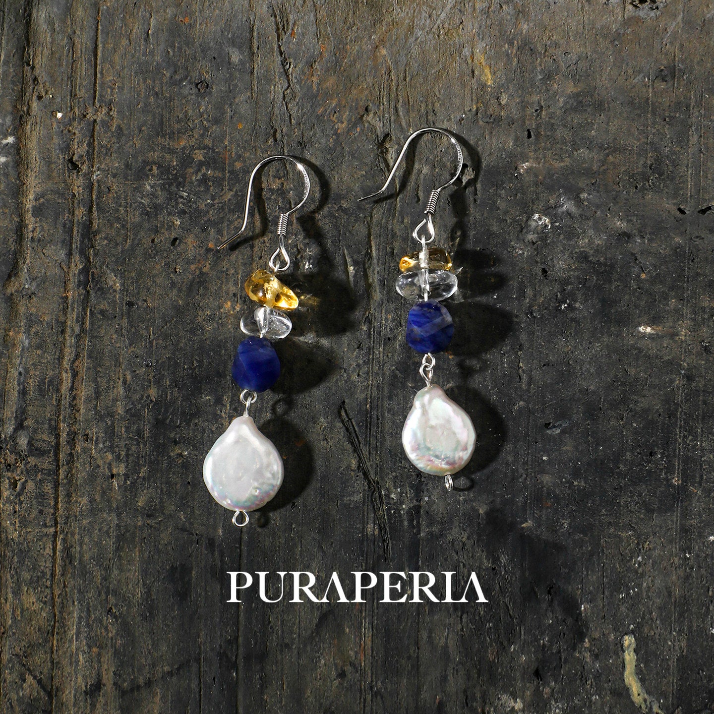 Pearl Clear Quartz Citrine Earrings
