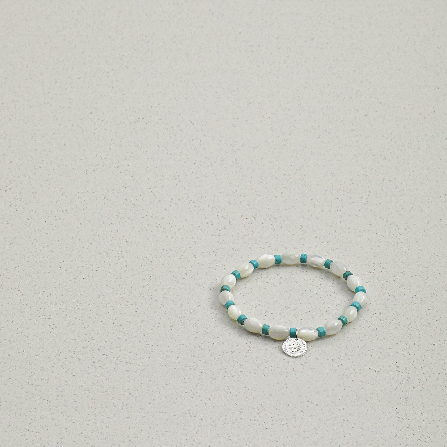 White Trochus Shell and Turquoise Bracelet | Calm, Protection, and Ocean Grace