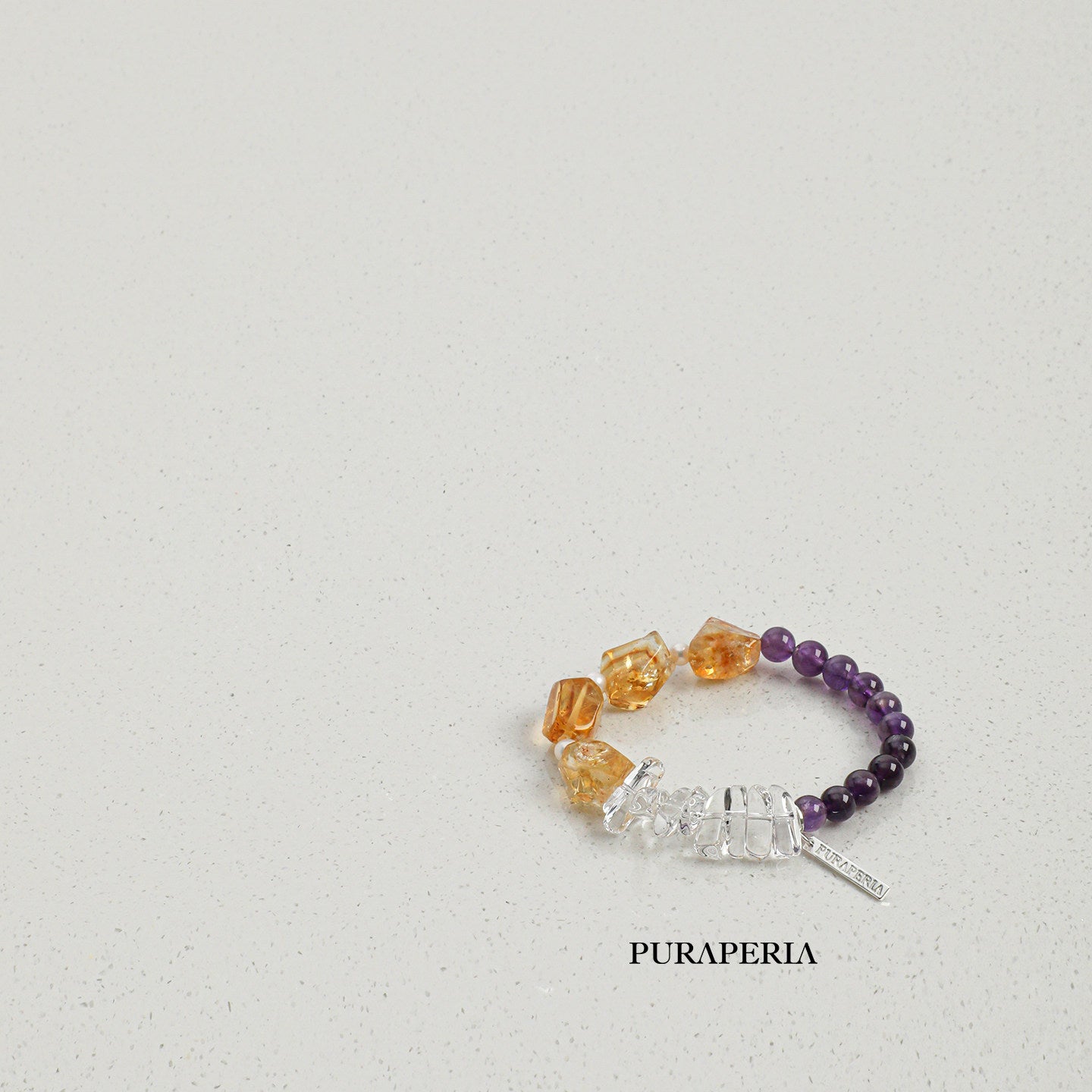 Freeform Citrine & Amethyst Bracelet