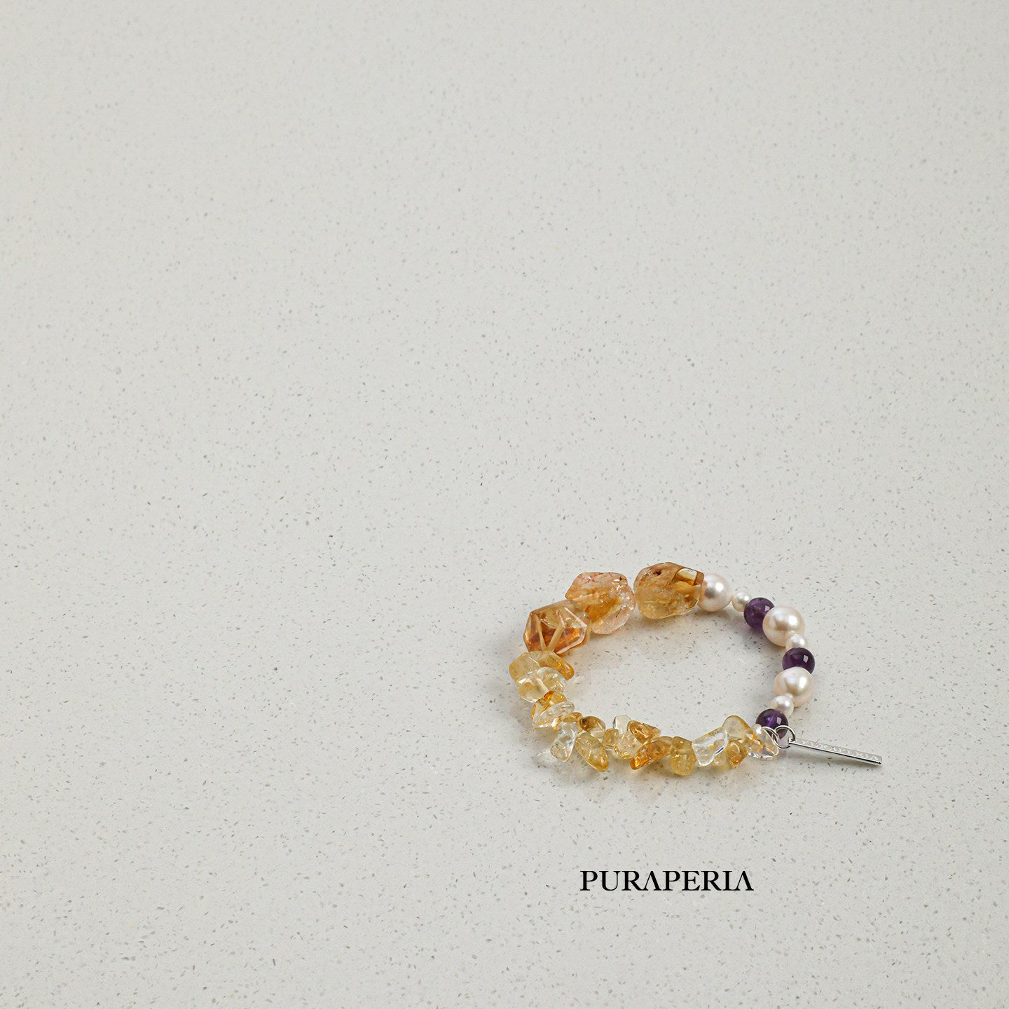 Freeform Citrine & Pearl Bracelet