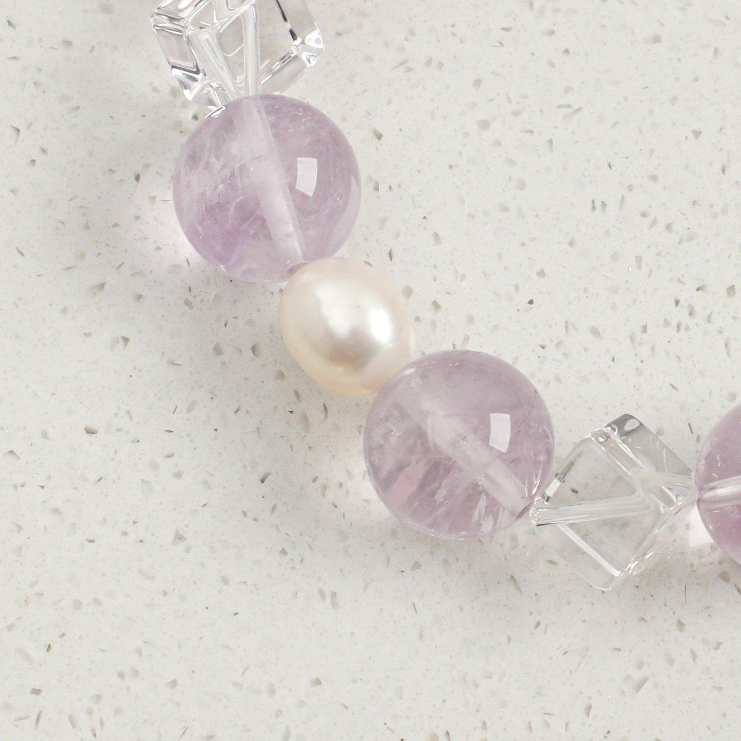 Natural Clear Quartz & Amethyst Bracelet