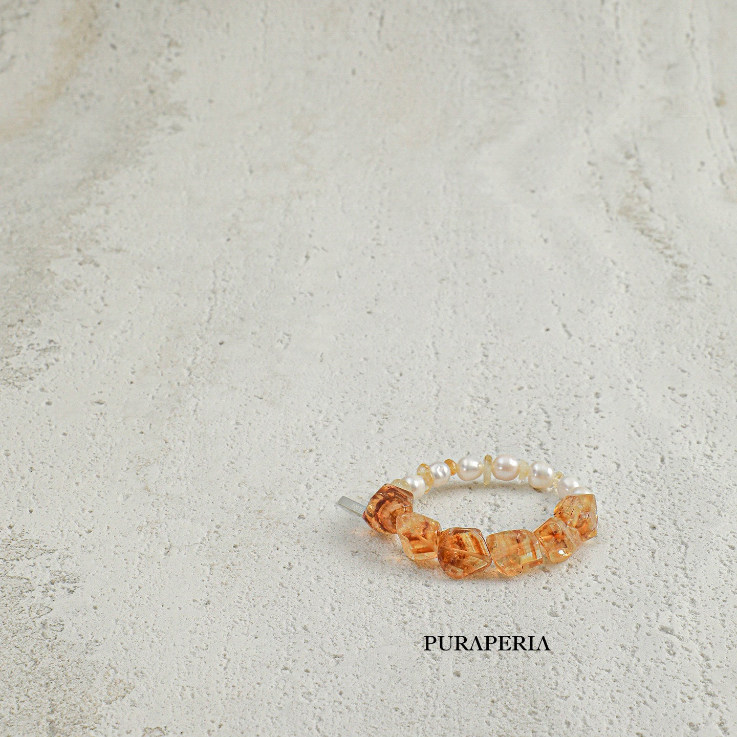 Minimalist Grey Seed Bead & Citrine Crystal Bracelet