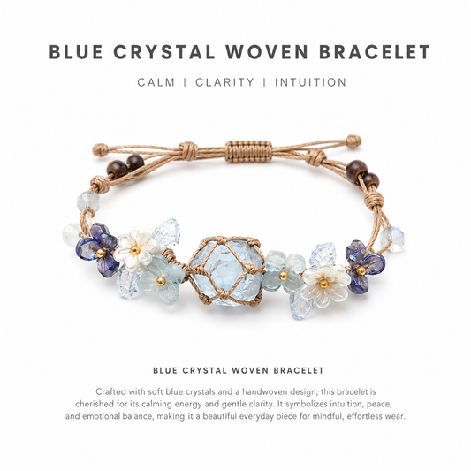 Natural Blue Gemstone Woven Bracelet | Calm • Clarity • Balance