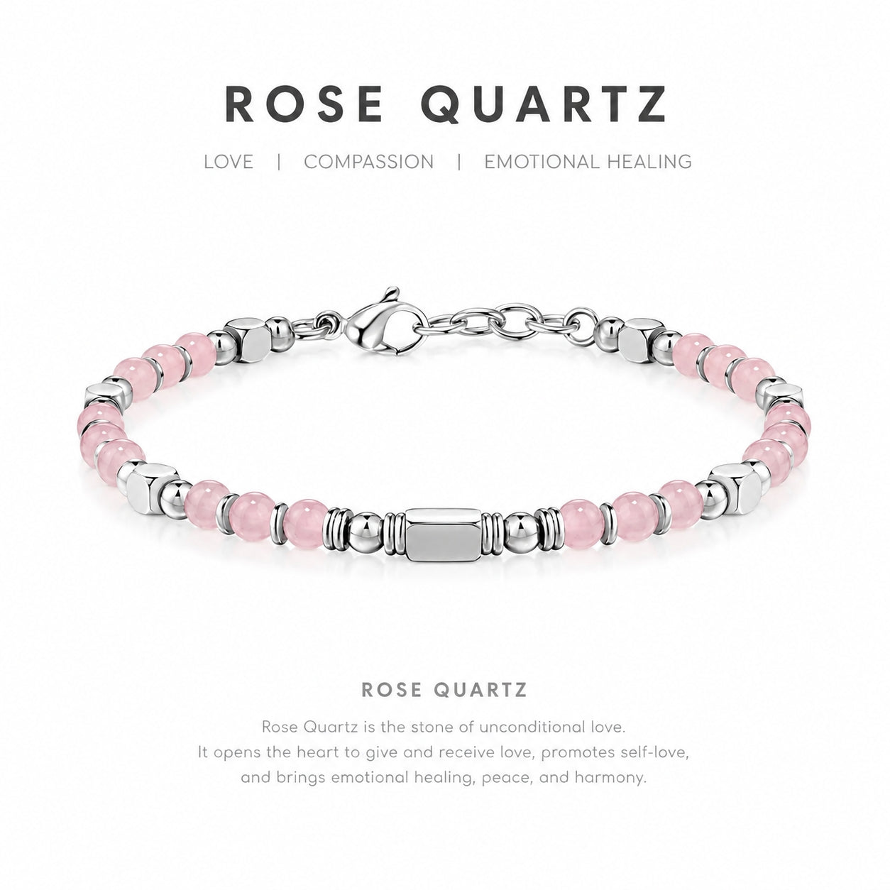 Natural Rose Quartz Bracelet | Love • Compassion • Harmony