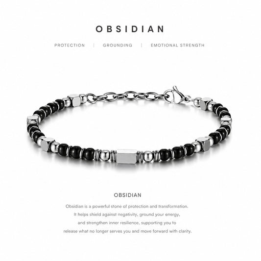 Natural Black Obsidian Bracelet | Grounding • Protection • Strength