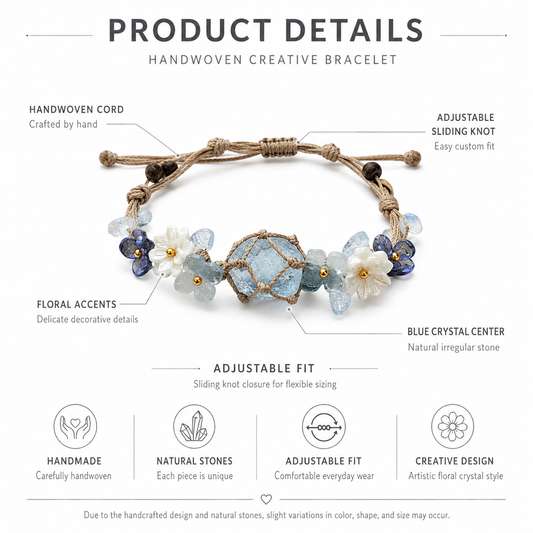 Natural Blue Gemstone Woven Bracelet | Calm • Clarity • Balance