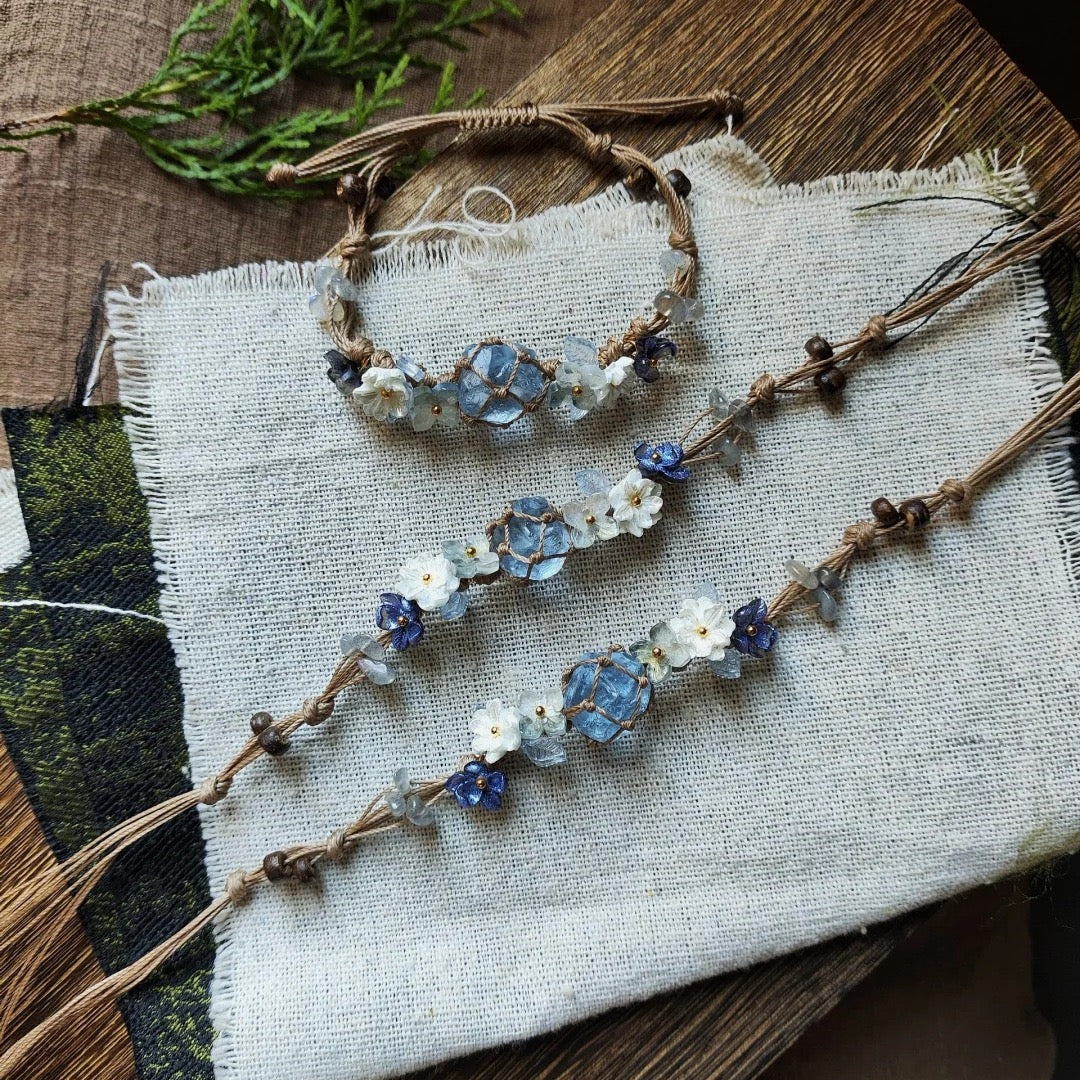 Natural Blue Gemstone Woven Bracelet | Calm • Clarity • Balance