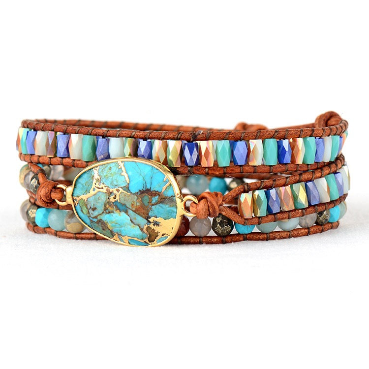 Natural Turquoise & Jasper Wrap Bracelet | Protection • Grounding • Balance