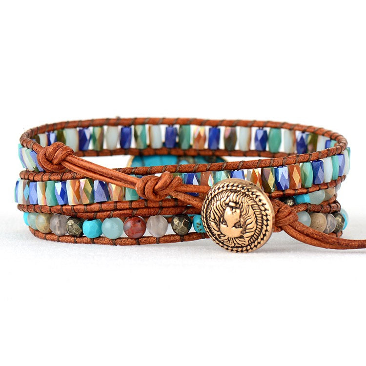 Natural Turquoise & Jasper Wrap Bracelet | Protection • Grounding • Balance